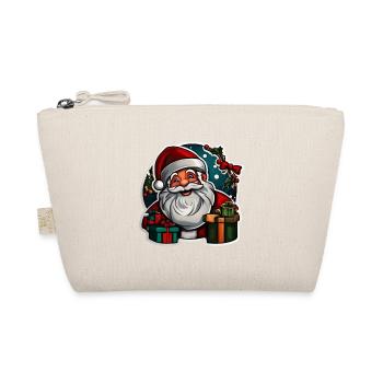 Tête de Père Noël encadrée par des cadeaux - Trousse biologique - nature - Devant