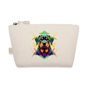 Farbintensiver Rottweiler mit geometrischem Design - Bio-Täschchen - Natur - Vorne
