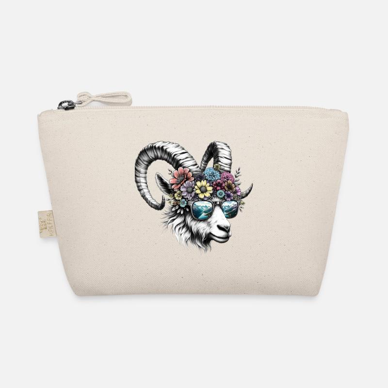 Steinbock Sonnenbrille Blumen Alpen Sternzeichen - Bio-Täschchen - Natur