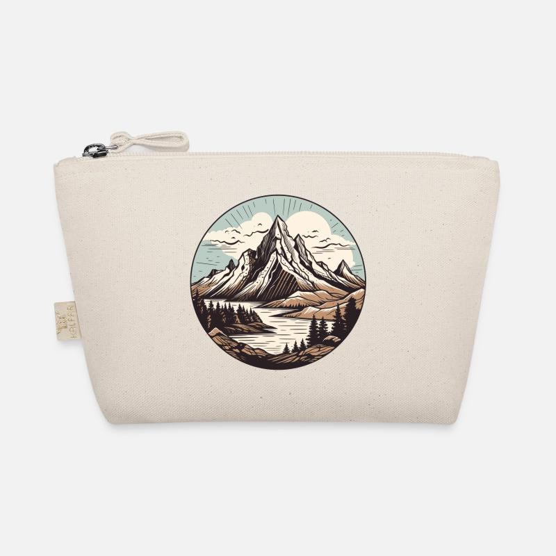 Round mountain lake landscape Organic Pouch