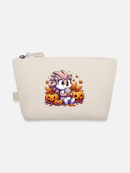 Hedgehog drinks Halloween - Organic Pouch - nature - Front