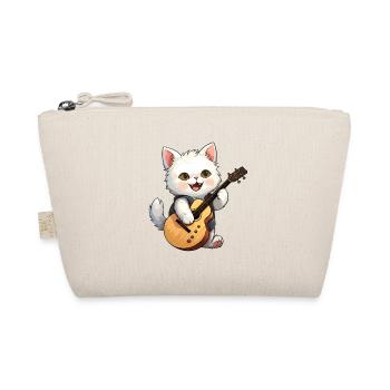 Weiße Katze mit Gitarre Kater Musik Katzen - Bio-Täschchen - Natur - Vorne