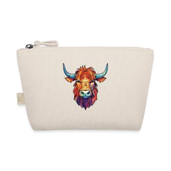 Highland Cow Colorful Watercolor Animal Cartoon - Organic Pouch - nature - Front