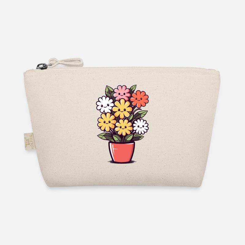 Lachende Blumen im Blumentopf Bio-Täschchen