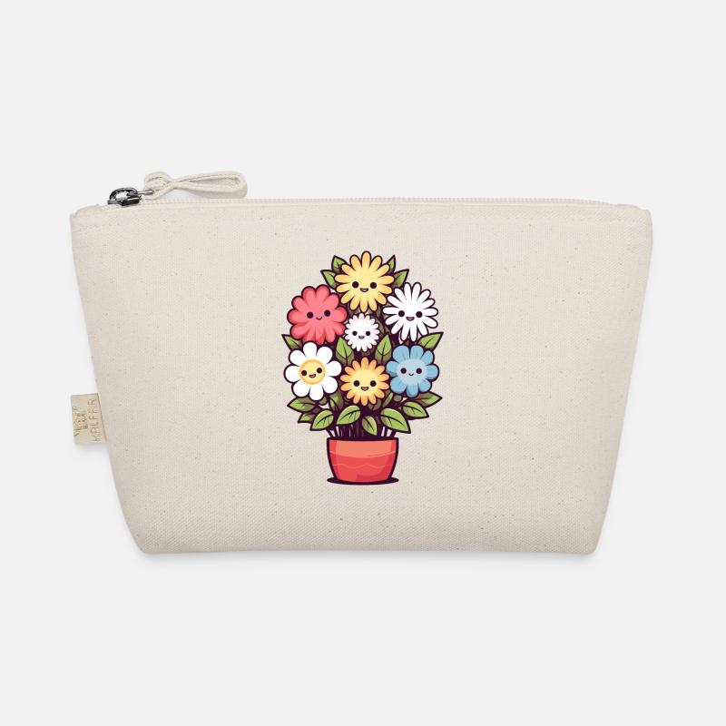 Lachende Blumen im Blumentopf Bio-Täschchen