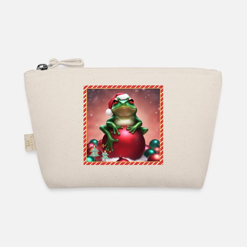 Frosch mit Weihnachtskugel 3 Bio-Täschchen