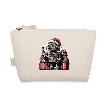 roboter ugly christmas vintage santa geschenk - Bio-Täschchen - Natur - Vorne