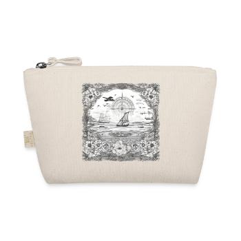 Black and White Drawing of Boats and Sea - Organic Pouch - nature - Front