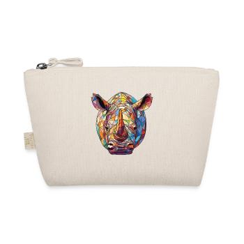 Rhinoceros Colorful Watercolor Animal Illustration - Organic Pouch - nature - Front