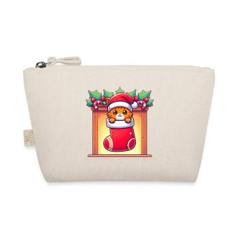 Cute ginger kitten in a Christmas sock - Organic Pouch - nature - Front