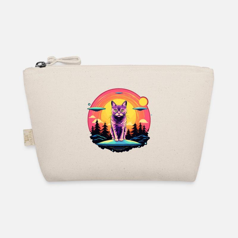 Lustige Katze mit Ufos Katzenliebhaber Katze Bio-Täschchen