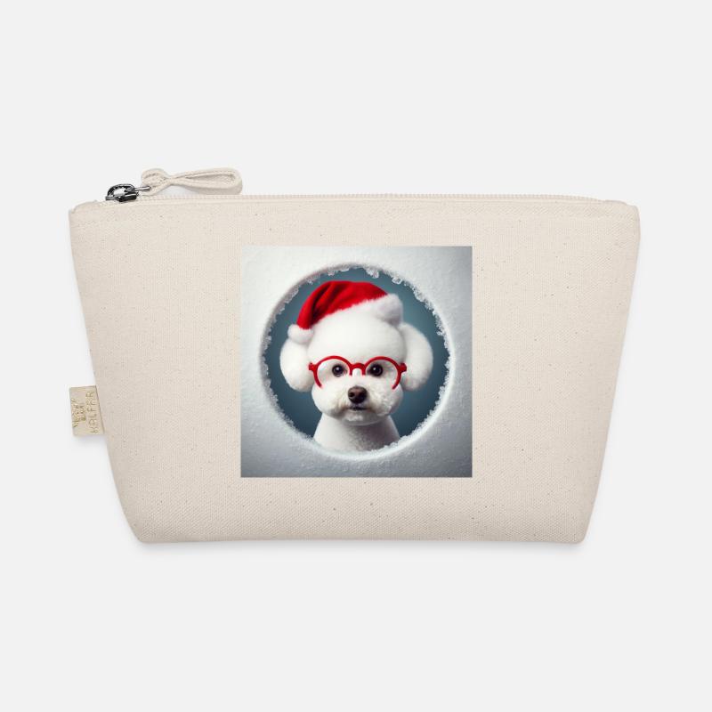 Bichon Frisé Hund als Weihnachtsmann - Bio-Täschchen - Natur