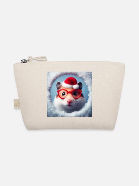 Hamster als Weihnachtsmann - Bio-Täschchen - Natur