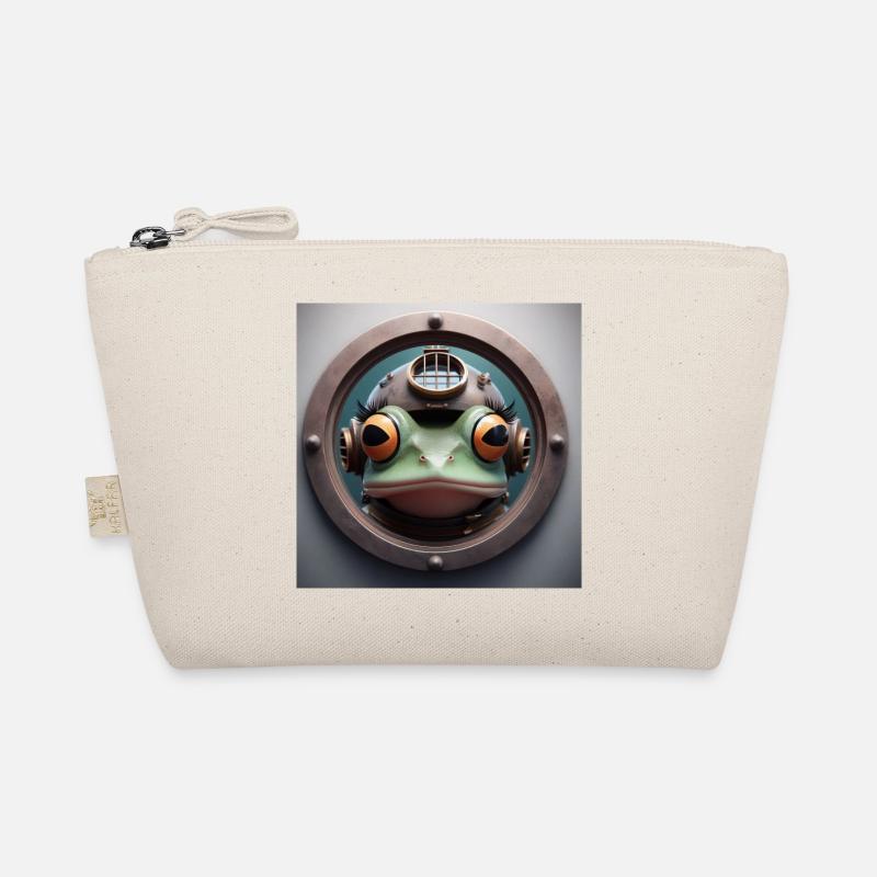Frog with diving helmet looking through porthole Organic Pouch