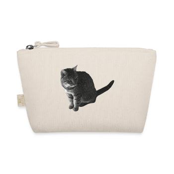 Katze sitzend, schwarz-weiß, tabby Motive - Bio-Täschchen - Natur - Vorne