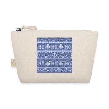 HO HO HO Dusty Blue Ugly Sweater Christmas Pine - Organic Pouch - nature - Front