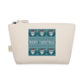Dusty Blue Ugly Sweater Christmas Santa Cluse Fun - Organic Pouch - nature - Front