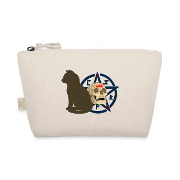 Pentagram muster, Katzen design, Menschenschädel - Bio-Täschchen - Natur - Vorne