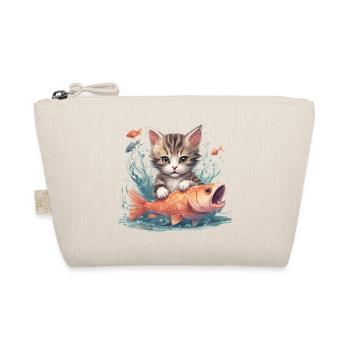 Baby Katze mit Fisch - Bio-Täschchen - Natur - Vorne