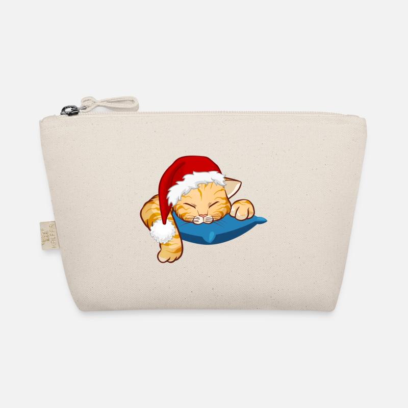 Sleepy Christmas Cat - Bio-Täschchen - Natur