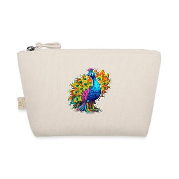 Peacock Colorful Watercolor Cartoon Kawaii Animal - Organic Pouch - nature - Front
