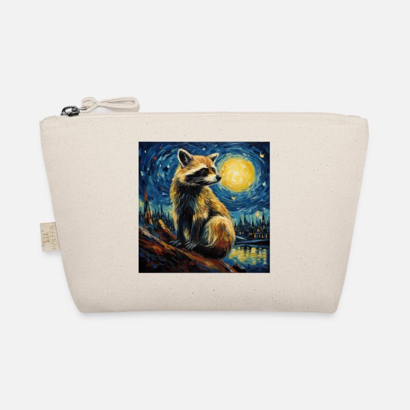 waschbär, van gogh, sternennacht, tier - Bio-Täschchen - Natur