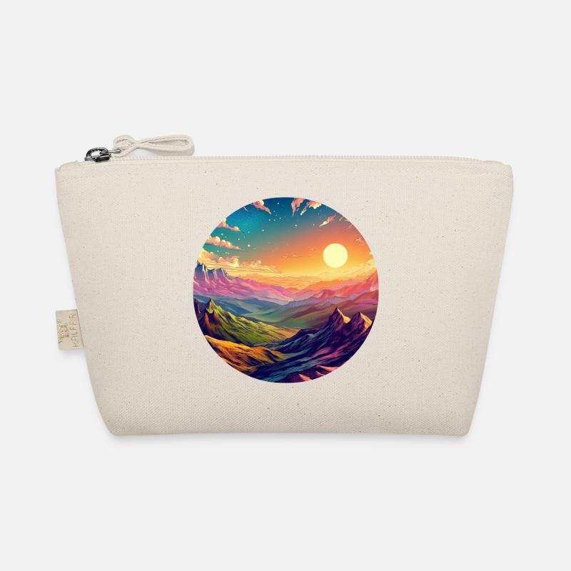 Landschaft farbenfroh episch Sonnenuntergang Comic - Bio-Täschchen - Natur