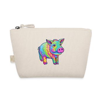 Schwein buntes Aquarell Cartoon Kawaii Tier - Bio-Täschchen - Natur - Vorne
