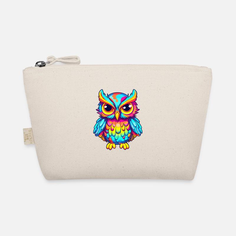 Eule buntes Aquarell Cartoon Kawaii Tier - Bio-Täschchen - Natur