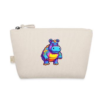 Hippo Colorful Watercolor Cartoon Kawaii Animal - Organic Pouch - nature - Front