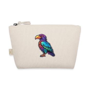 Crow Colorful Watercolor Cartoon Kawaii Animal - Organic Pouch - nature - Front