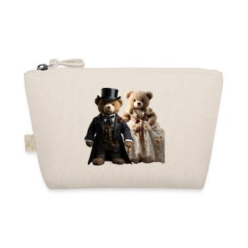 Two happy teddy bears in wedding clothes - Organic Pouch - nature - Front