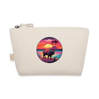 Bison Colorful Watercolor Cartoon Kawaii Animal - Organic Pouch - nature - Front