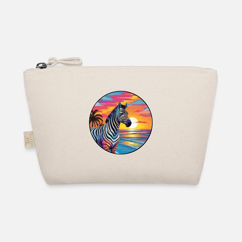 Zebra buntes Aquarell Cartoon Kawaii Tier - Bio-Täschchen - Natur