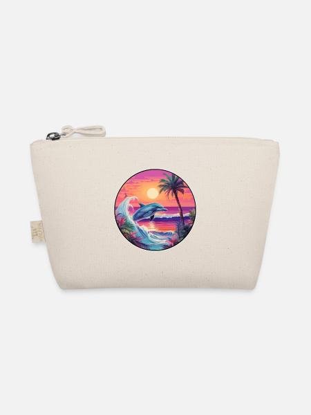 Dolphin Colorful Watercolor Cartoon Kawaii Animal - Organic Pouch - nature - Front
