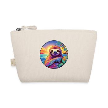 Sloth Colorful Watercolor Cartoon Kawaii Animal - Organic Pouch - nature - Front