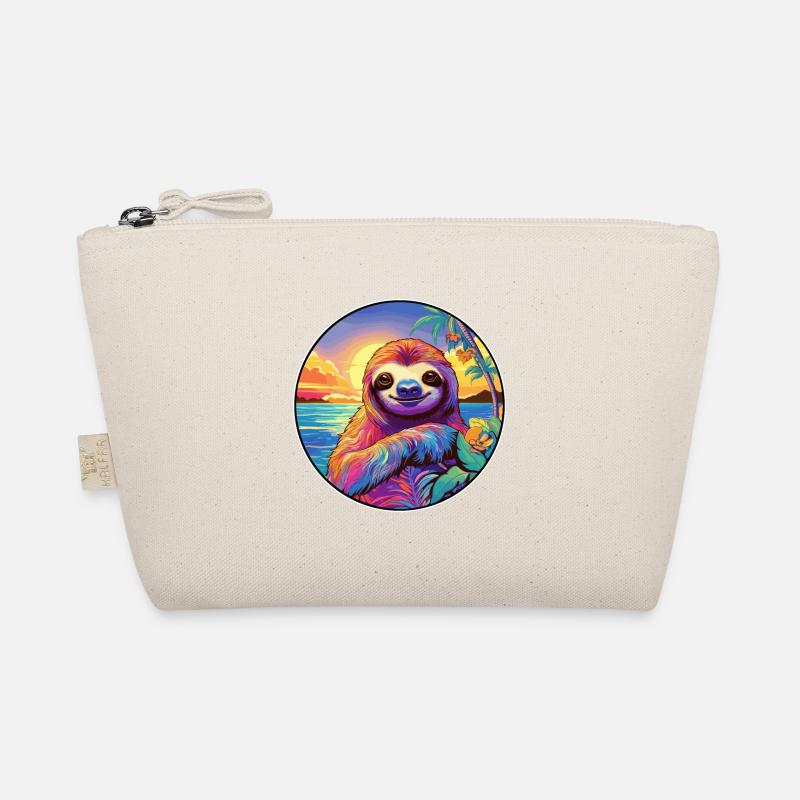Faultier buntes Aquarell Cartoon Kawaii Tier - Bio-Täschchen - Natur