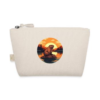 Beaver Colorful Watercolor Cartoon Kawaii Animal - Organic Pouch - nature - Front