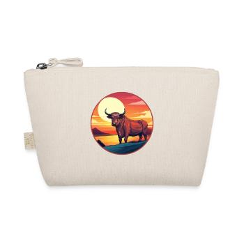 Bull Colorful Watercolor Cartoon Kawaii Animal - Organic Pouch - nature - Front