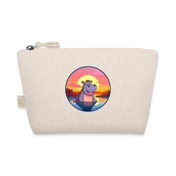Hippo Colorful Watercolor Cartoon Kawaii Animal - Organic Pouch - nature - Front