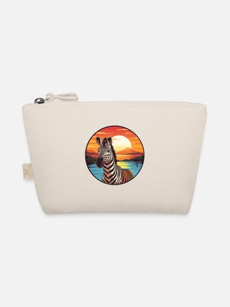 Zebra buntes Aquarell Cartoon Kawaii Tier - Bio-Täschchen - Natur