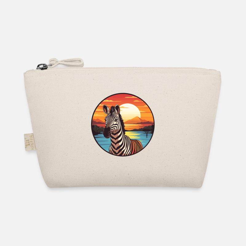 Zebra buntes Aquarell Cartoon Kawaii Tier - Bio-Täschchen - Natur
