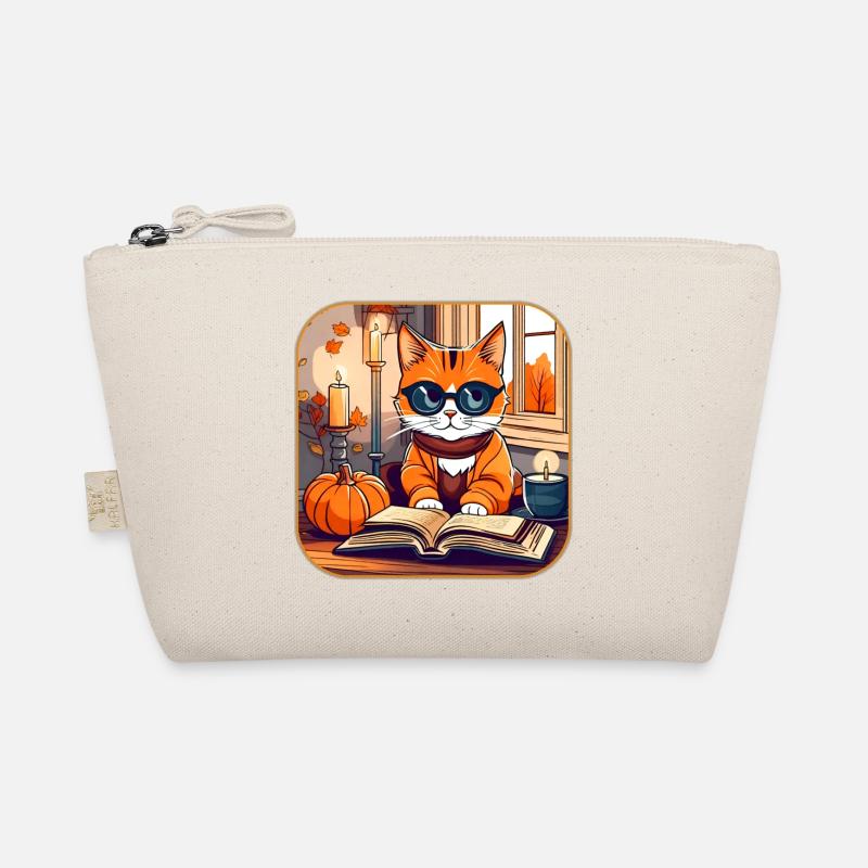 Niedliche Katze im Herbst Feeling Bio-Täschchen