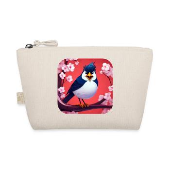 Funny little bird with cherry blossoms - Organic Pouch - nature - Front