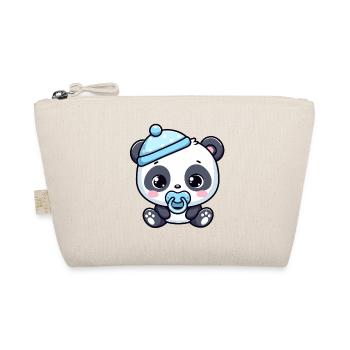 Baby-Panda mit blauem Hut - Bio-Täschchen - Natur - Vorne