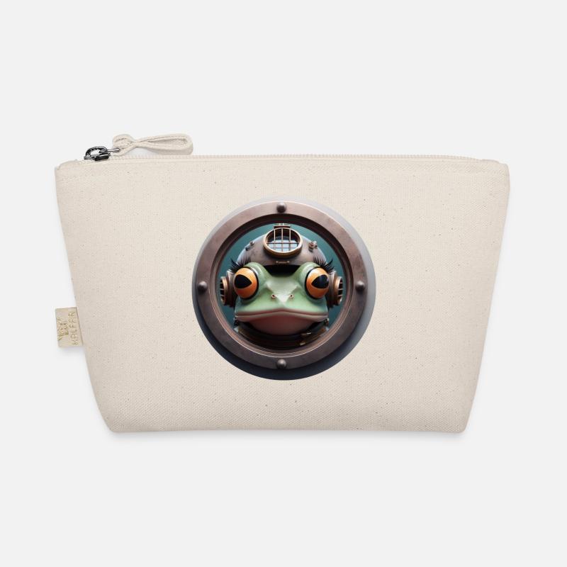 Frog with diving helmet looking through porthole Organic Pouch