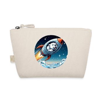 excited polar bear in a rocket comic - Organic Pouch - nature - Front