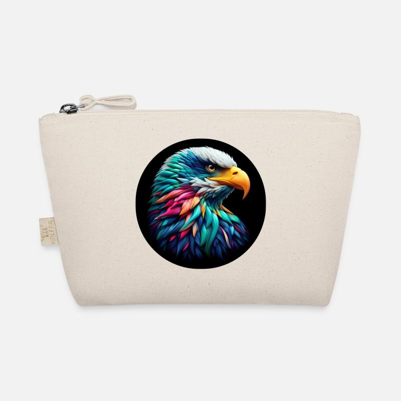 Eagle head colorful against black background, portrait Organic Pouch