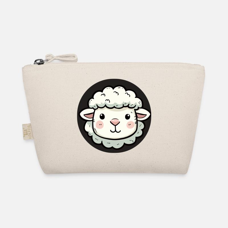 Cute Sheep Head - Organic Pouch - nature