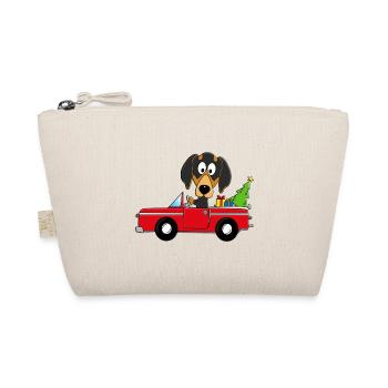 HUND - DACKEL - WEIHNACHTEN - AUTO - GESCHENKE - Bio-Täschchen - Natur - Vorne
